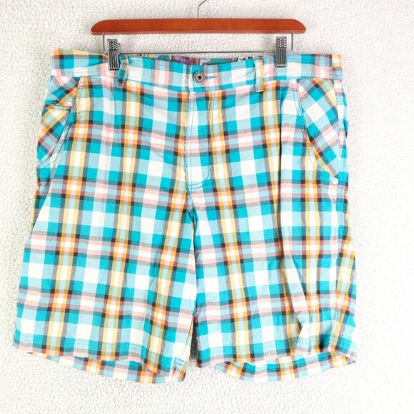 Lululemon Shorts Mens 36 Blue Pink Plaid Hybrid Swim Stretch Colorful - Picture 1 of 10